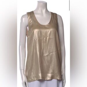 Brunello Cucinelli silk metallic beige cream tank top XXL